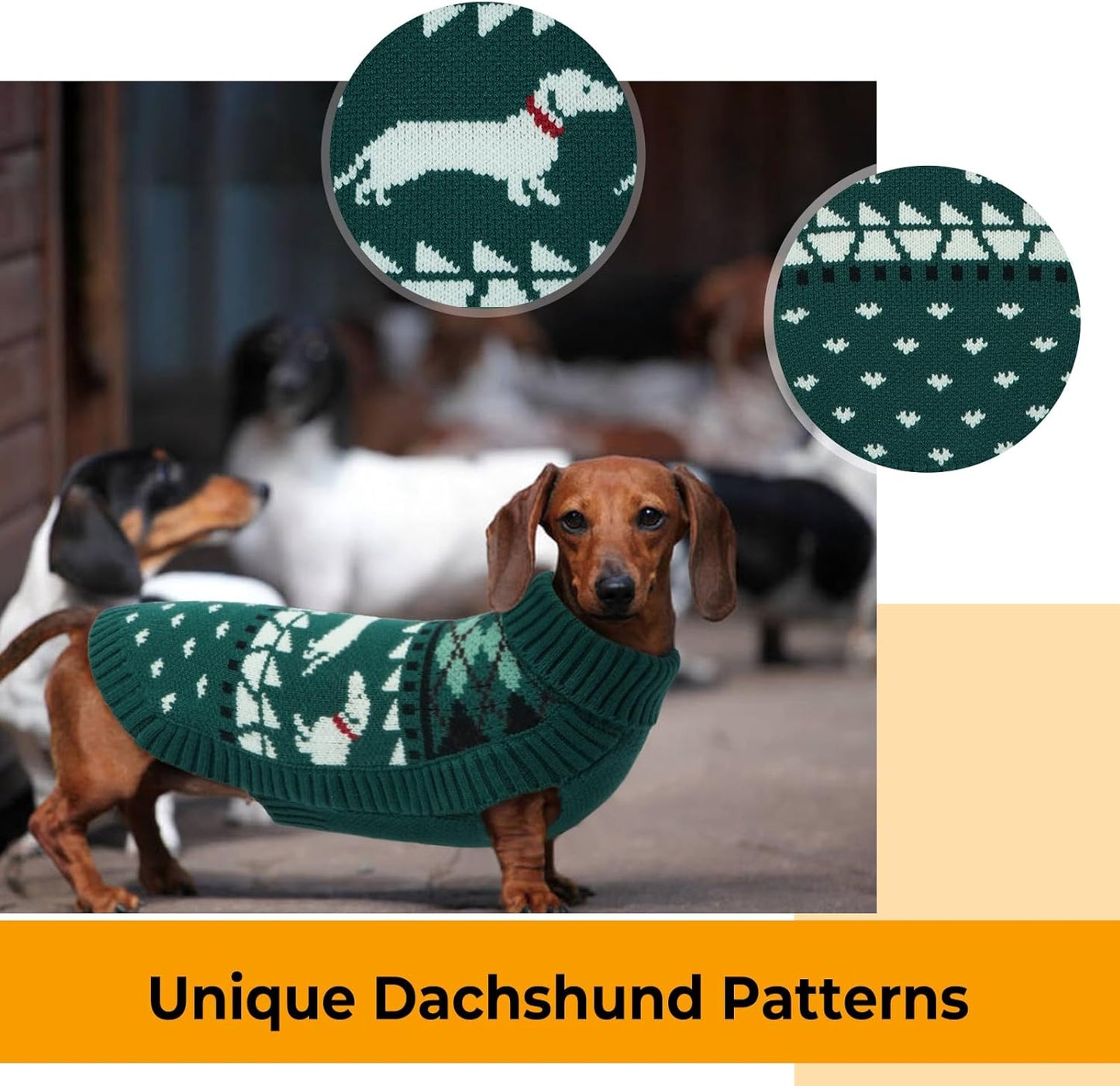 Dachshund Sweater, Turtleneck Dog Sweaters for Small Dogs, Warm Pullover Knitted Pet Coat, Cold Weather Dachshund Clothes, Fall/Winter Cozy Outfit (XS-XL)