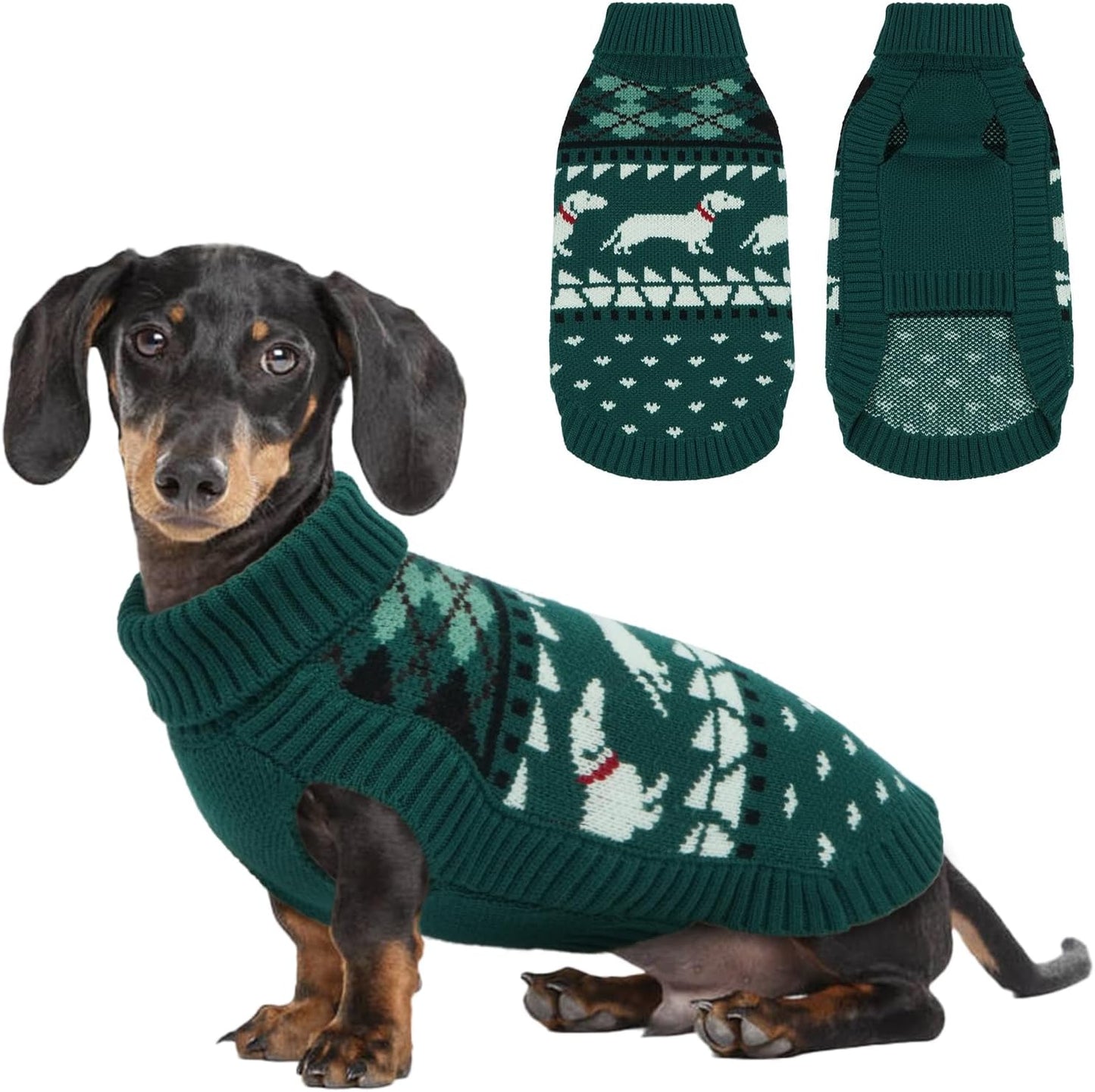 Dachshund Sweater, Turtleneck Dog Sweaters for Small Dogs, Warm Pullover Knitted Pet Coat, Cold Weather Dachshund Clothes, Fall/Winter Cozy Outfit (XS-XL)