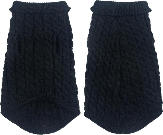 Dog Sweater, Black M Pullover Sweater, Turtleneck Knitwear, Puppy Outfits for Small and Medium Dogs, Warm Clothes for Bulldog, Poodle, Yorkshire etc.